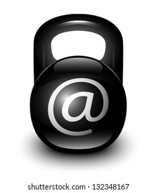shiny black weight featuring electronic dog on a white background