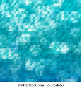 Shiny Blue Abstract Underwater Background. Random Geometric Sequins. Vector Glam  Mosaic Illustration.