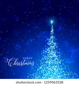 shiny blue background with sparkles tree