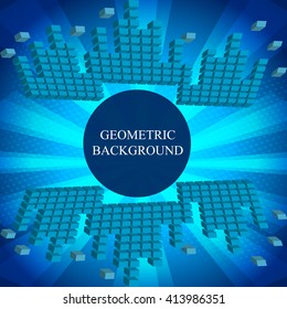 Shiny blue background with volume squares