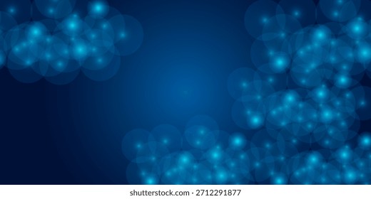 Fondo bokeh azul brillante con círculos y destellos brillantes, efecto, abstracto, diseño, luz, buenas ilustraciones Vector colores brillantes del arte