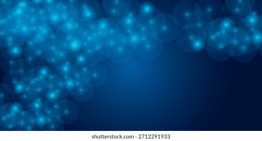 Shiny blue bokeh background with circles and flashes shiny, effect, abstract, design, light,  good illustrations vector glosy art