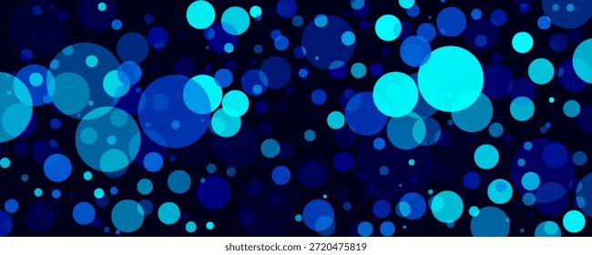 Fondo bokeh azul brillante con círculos y destellos