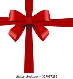 Shiny blue bow ribbon on white background with copy space.