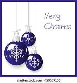 shiny blue christmas decoration baubles hanging eps10
