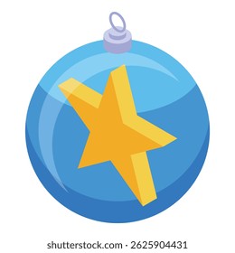 Shiny blue christmas ornament featuring a gold star, celebrating the festive spirit of winter holidays