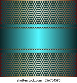 Shiny blue with blue color background.gold plate with hexagon holes style
