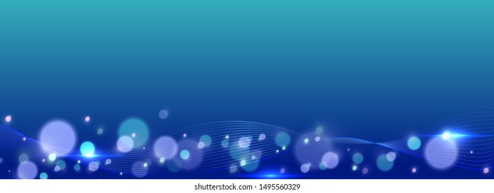 Luces de color azul brillante efecto de fondo abstracto de bokeh. Cabecera o diseño de banner del sitio web.