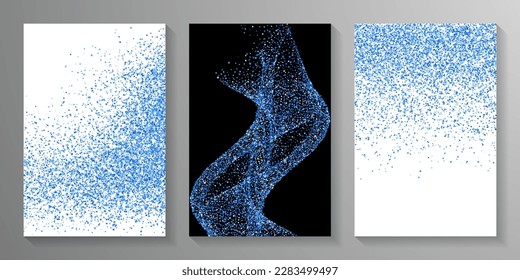 Shiny blue confetti grain scatter pattern. Triangle square circle star granules background. Holiday decor. Glittering grit elements dust confetti. Holiday decoration stardust spatter