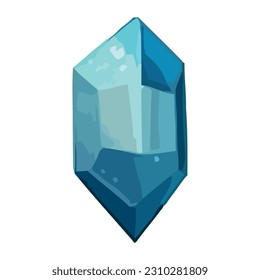 Shiny blue gemstone crystal on transparent design isolated