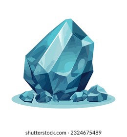 Shiny blue gemstone crystal over white