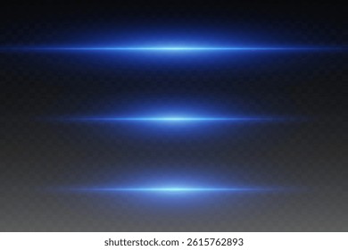 Shiny blue light lines light effects. On a transparent background.
