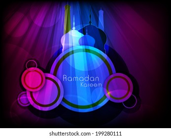 Mezquita azul brillante en el fondo abstracto para el mes sagrado de la comunidad musulmana Ramadan Kareem. 