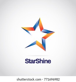 Logo-Symbol für glänzendes blaues Orange-Star
