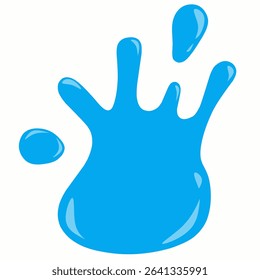 Shiny blue paint splash with dynamic drips and fluid shape. Perfect for cartoon-style artwork, paint-themed designs, or playful branding.