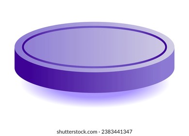Shiny blue podium showing products