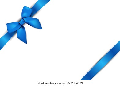 Shiny blue satin ribbon on white background vector design.