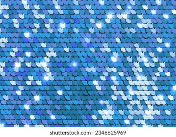Shiny blue sequins or paillettes on fabric. Glittering sequined shining scales texture. Metallic background svg