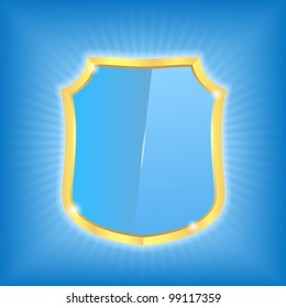 Shiny blue shield, vector eps10 illustration