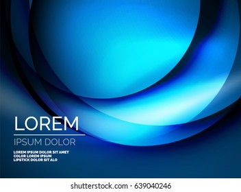 Shiny blue silk wave template, color satin with effects, vector abstract background