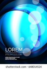 Shiny blue silk wave template, color satin with effects, vector abstract background