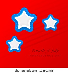 Shiny blue and silver stars on bright red background for American Independence Day celebrations.