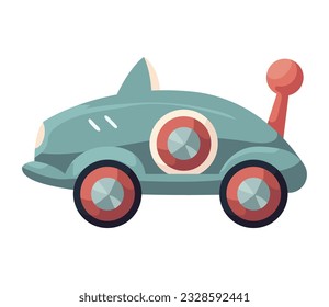 A shiny blue sports car toy design icon isolated