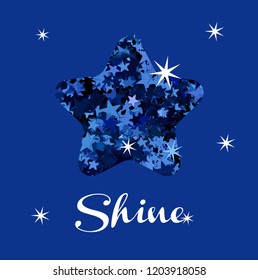 Shiny   blue stars glitter pattern heart on blue background with handwrite love letter. For christmas for valentines for invitation