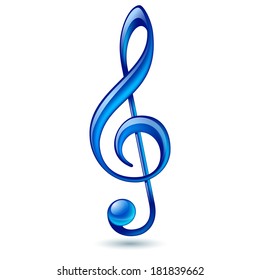 Shiny Blue Treble Clef On White Stock Vector (Royalty Free) 181839662 ...