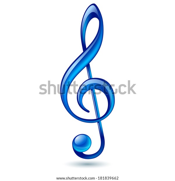 Shiny Blue Treble Clef On White Stock Vector (Royalty Free) 181839662 ...