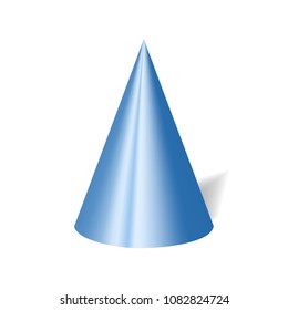 Shiny blue vector cone, isolated on white background