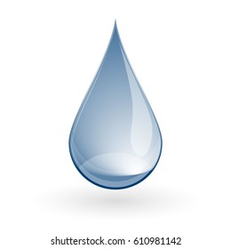 Shiny Blue water drop on white. Vector illustration