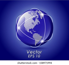 shiny blue world globe/ global network / vector illustration eps 10