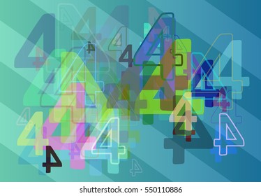 shiny board of Number 4 vector background, edge among visual pattern