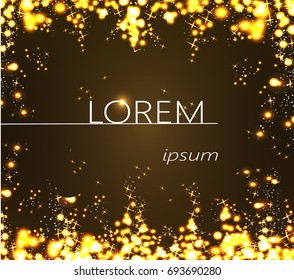 Shiny  bokeh background,bright  golden lights on dark background.