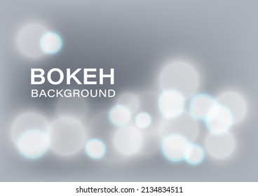 Shiny bokeh lights blur abstract background vector. Bright white Christmas bulb with soft gray color backdrop. Vibrant glitter defocused texture art. Circle lamp party illustration wallpaper.