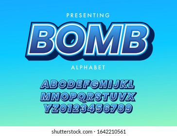 Shiny bold modern style text effect. Set of vibrant gradient alphabet and number