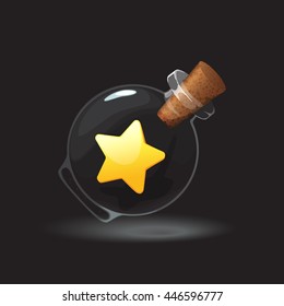 Shiny bonus star in the bottle game icon. Vector design for app user interface