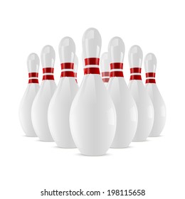 Shiny bowling skittles isolated on white background. Vector illustration