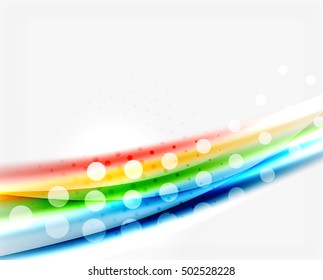 Luminosas líneas de colores brillantes con efectos de luz y círculos, fondo abstracto de ondas