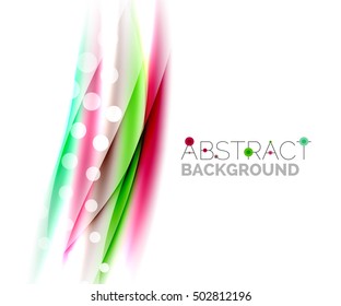 Luminosas líneas de colores brillantes con efectos de luz y círculos, fondo abstracto de ondas