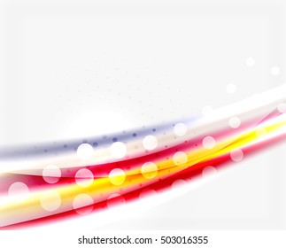 Luminosas líneas de colores brillantes con efectos de luz y círculos, fondo abstracto de ondas