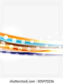 Luminosas líneas de colores brillantes con efectos de luz y círculos, fondo abstracto de ondas