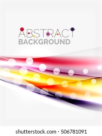 Shiny bright color lines with light effects and circles, wave abstract background