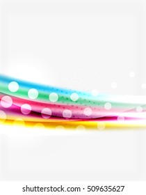 Luminosas líneas de colores brillantes con efectos de luz y círculos, fondo abstracto de ondas
