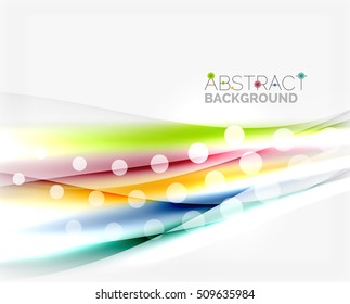 Luminosas líneas de colores brillantes con efectos de luz y círculos, fondo abstracto de ondas