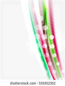 Luminosas líneas de colores brillantes con efectos de luz y círculos, fondo abstracto de ondas