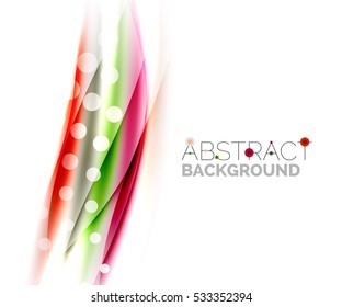Luminosas líneas de colores brillantes con efectos de luz y círculos, fondo abstracto de ondas