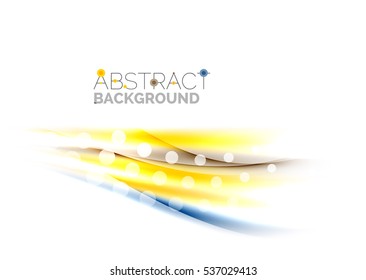 Luminosas líneas de colores brillantes con efectos de luz y círculos, fondo abstracto de ondas