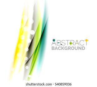 Shiny bright color lines with light effects and circles, wave abstract background